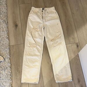 Distressed Cream Jeans Urban Outfitters